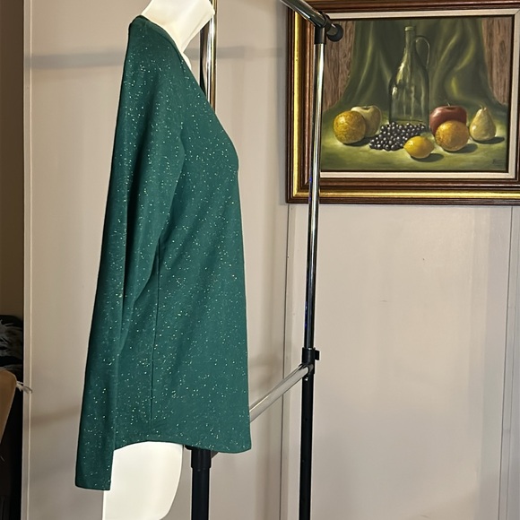 SONOMA GOOD FOR LIFE | V NECK SPARKLE TEE | Green| Size XS - Picture 3 of 8